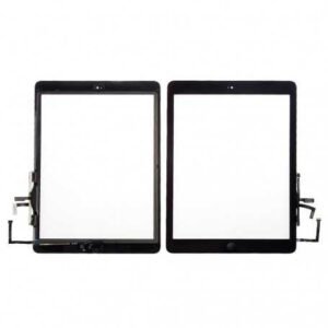 Vitre tactile iPad Air (A1474 / A1475) Noir avec Bouton Home + Autocollant