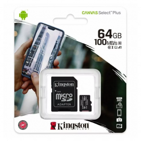 Carte Mémoire Kingston Canvas Select Plus 64 Go – Micro SDHC Avec Adaptateur SD