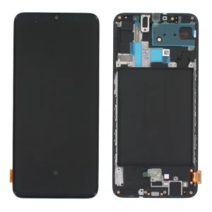 ECRAN LCD + VITRE TACTILE + CHASSIS SAMSUNG A70 (A705) NOIR OLED