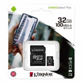 Carte Mémoire Kingston Canvas Select Plus 32 Go – Micro SDHC + Adaptateur SD