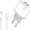 Chargeur USB Xssive Duo + câble pour iPhone 2.1A - Blanc