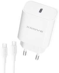 Chargeur rapide Xssive PD 20 W + câble CC XSS-AC65NW – Blanc