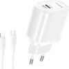 Chargeur rapide à deux ports Xssive + câble Type-C pour iPhone XSS-AC71CL - Blanc
