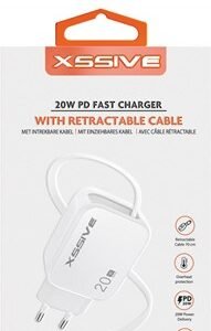 Chargeur rapide Xssive 20W PD GAN avec câble USB-C rétractable