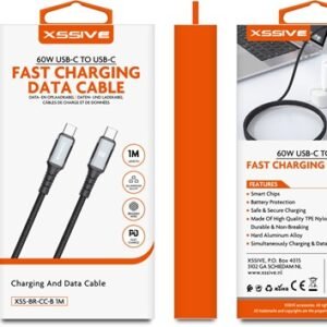 Câble tressé USB-C Vers USB-C Xssive 1M - Noir