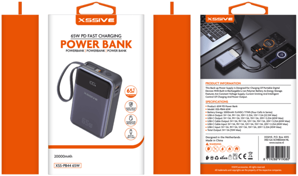 Batterie Externe Xssive 65W PD Charge rapide 20000 MAH