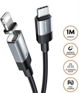 Câble magnétique Xssive 30 W pour USB-C vers 8 broches (Lightning)