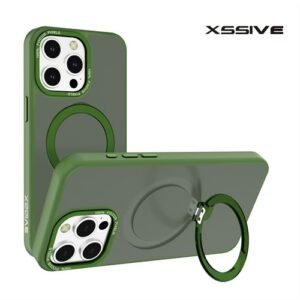 Coque arrière Xssive pour iPhone 16 avec support rond Magsafe – Vert