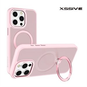 Coque arrière Xssive pour iPhone 16 avec support rond Magsafe – Rose