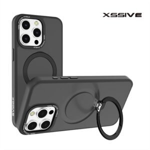 Coque arrière Xssive pour iPhone 16 avec support rond Magsafe – Noir
