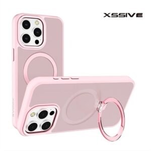 Coque arrière Xssive pour iPhone 16e avec support rond Magsafe – Rose