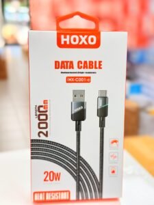 Hoxo câble de données en aluminium biseauté avec lumière LED + fil tressé 2M