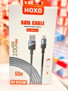 Hoxo câble USB-Lightning de données en aluminium biseauté avec lumière LED + fil tressé 2M 60W