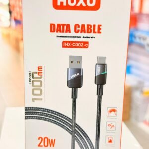Hoxo câble USB-Type C 20W de données en aluminium biseauté avec lumière LED + fil tressé 1M