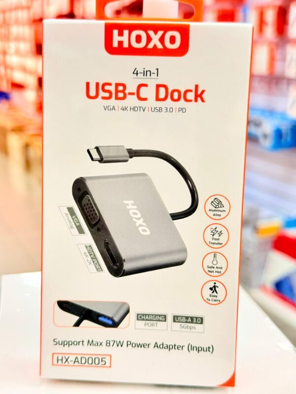 Hoxo 4-in-1 USB-C to VGA Hub 87w