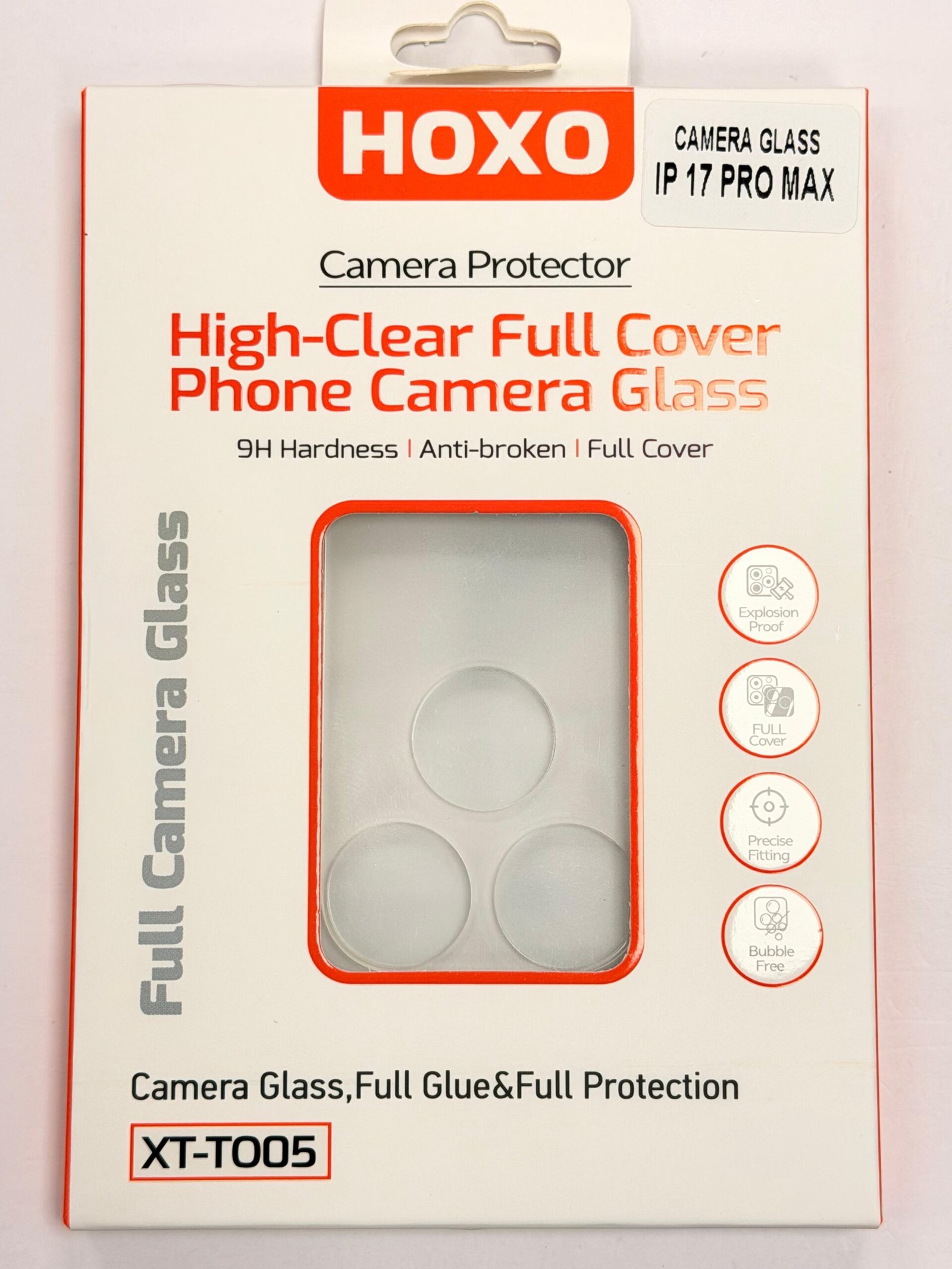 Hoxo protecteur d'appareil photo en verre haute transparence à couverture complète pour iPhone 17 Pro Max