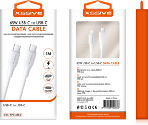 Câble Type-C vers Type-C 65 W série Xssive TPE 3M - Blanc