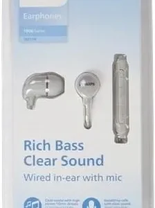 Écouteurs intra-auriculaires filaires Philips Rich Bass Clear Sound avec prise auxiliaire 3,5 MM avec micro, série 1000 Philips Gris