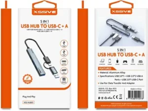 Hub USB 5 en 1 Xssive vers USB-C+A