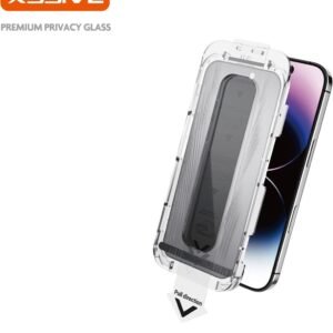 Protection d'écran en verre trempé Xssive GoldLine Anti-Espion avec outil pour iPhone 15/16