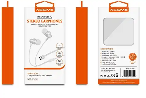 Écouteurs intra-auriculaires stéréo Xssive Type-C XSS-EP25W - Blanche